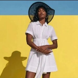 Lisa Marie Fernandez Target Eyelet White Shirtdress with Belt Dress Sz S